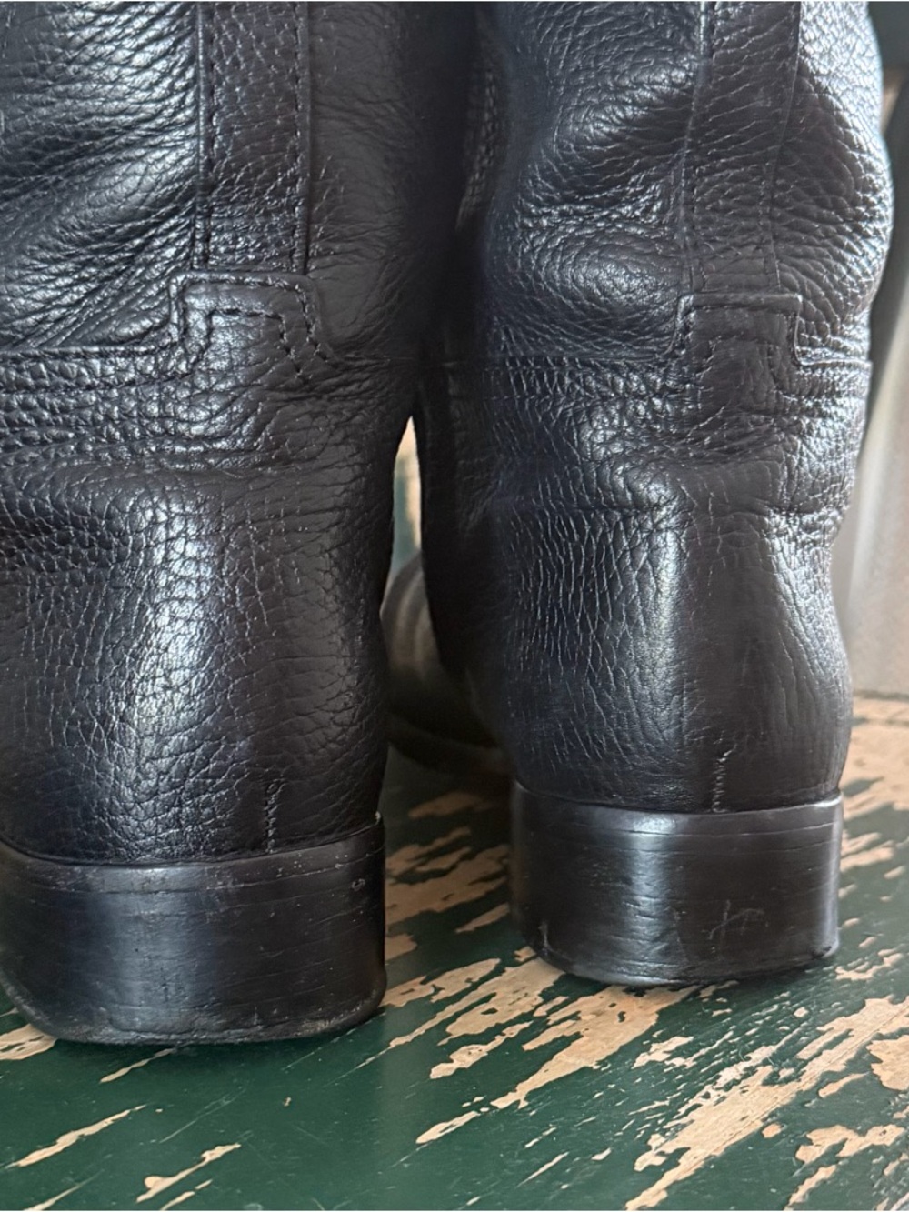 Tory Burch Black Tumbled Leather Pull On Junction Equestrian Riding Boots Gold 8 - Picture 10 of 16